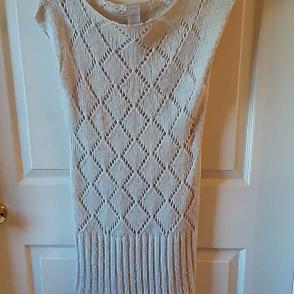 Sleeveless Ivory Knitted Sweater Dress